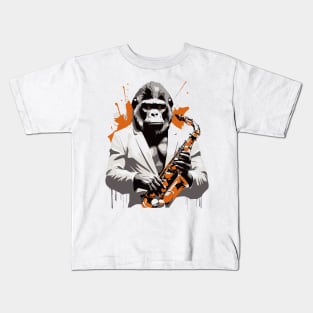 gorilla saxophonist Kids T-Shirt